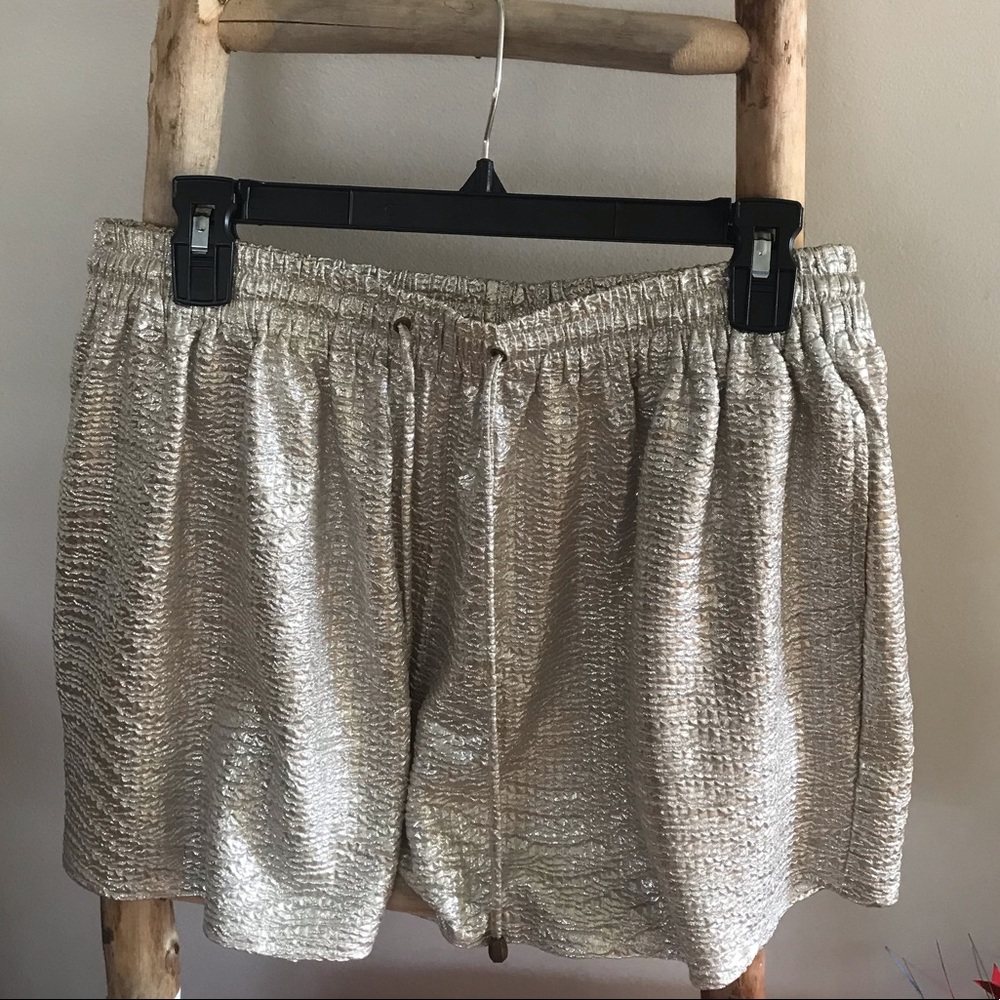 Anthropologie Heartloom Gold Metallic Shorts